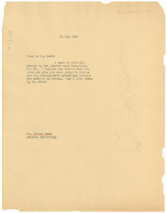 Memorandum from W. E. B. Du Bois to Mercer Cook