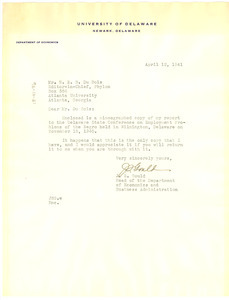 Letter from J. S. Gould to W. E. B. Du Bois