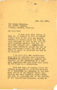 Letter from W. E. B. Du Bois to Sir Harry Johnston