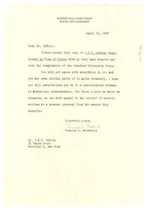 Letter from Francis L. Broderick to W. E. B. Du Bois