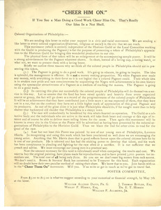 Circular letter from the Cheer Them on Poster Committee to Colored Organizations of Philadelphia