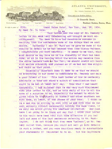 Letter from Horace Bumstead to W. E. B. Du Bois