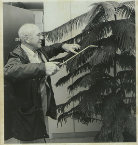 Leon Dunnell, indoors, watering plant