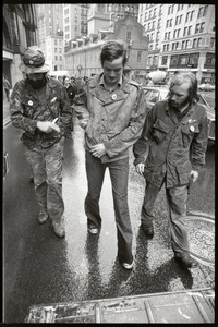 Vietnam Veterans Against the War demonstration 'Search and destroy': veterans walking down State Street, Old State House in background