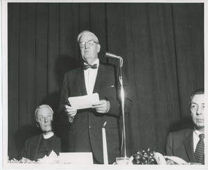 Bruce F. Barton speaking at Thanksgiving dinner