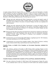 City Council meeting minutes, December 9, 2009