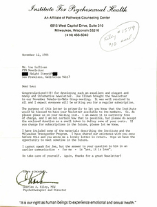 Correspondence from Charles Kiley to Lou Sullivan (November 12, 1988)