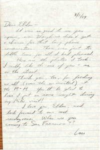 Correspondence from Lou Sullivan to Eldon Murray (August 18, 1989)