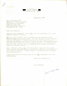 Correspondence from Lou Sullivan to Nancy Strapko (August 6, 1990)