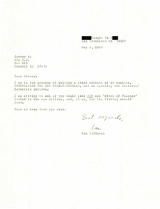 Correspondence from Lou Sullivan to John Armstrong (May 6, 1989)