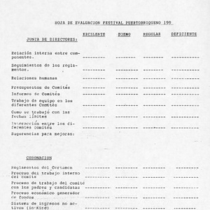 Hoja de evaluación, Festival Puertorriqueño, 199