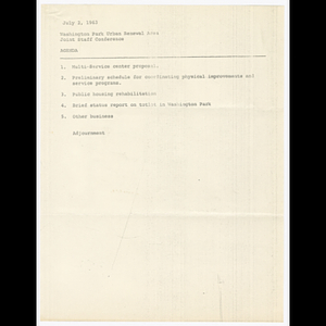Agenda for joint staff conference on July 2, 1963