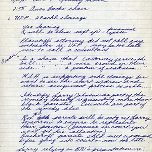 Handwritten minutes for a meeting of the District VII Community District Advisory Council and the Quincy School on March 15, 1981