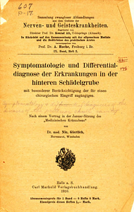 Symptomatologie und differential-diagnose der erkrankungen in der hinteren schädelgrube (Symptomatology and differential diagnosis of the diseases of the posterior skull cavity)