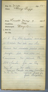 Tewksbury Almshouse Intake Record: Briggs, Henry