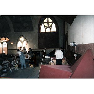 Volunteers helping to clean up and repair the Jorge Hernandez Cultural Center.