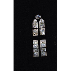Stained glass windows in the church that is being remodeled for use as a community center.