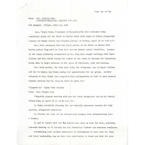 Statement and telegrams from Rev. Virgil Wood.