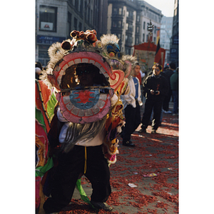 Performance of a dragon dance at a celebration of the Chinese New Year in Boston's Chinatown