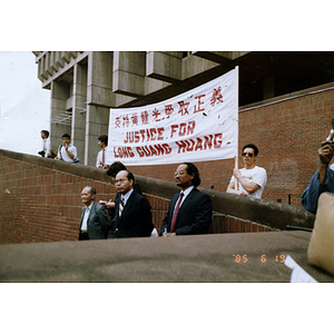 Rally for Long Guang Huang in City Hall Plaza in Boston