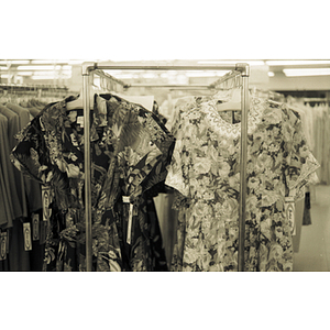 New dresses on garment racks