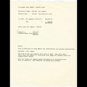 Hillcrest cost sheet