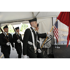 ROTC cadets at the groundbreaking ceremony for the George J. Kostas Research Institute for Homeland Security at Northeastern University
