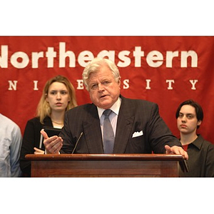 Senator Kennedy speaks at press conference on student financial aid cuts