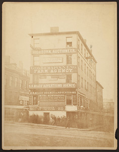 Exterior view of the Scollay Building, intersection of Cambridge Street and Court Street (Scollay Square)