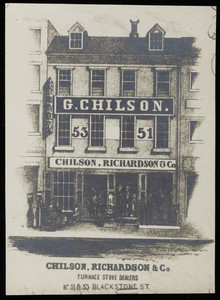 Chilson, Richardson, & Co. Furnace Stove Dealers, 51 & 53 Blackstone Street, Boston, Mass.