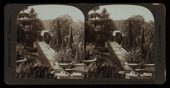 Stereograph, lovers' paradise, Hunnewell's gardens, Hunnewell Estate, Wellesley, Mass.