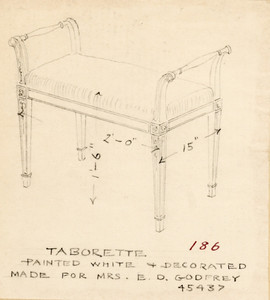 "Taborette Painted White & Decorated"