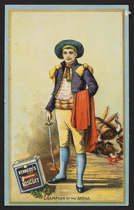 Trade card for Kennedy's Champion Biscuit, F.A. Kennedy Company, Cambridgeport, Mass., undated