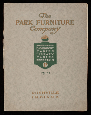 Davenport and library tables and pedestals, catalog 1921,The Park Furniture Company, Rushville, Indiana