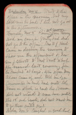 Thomas Lincoln Casey Notebook, October 1891-December 1891, 45, Wednesday Nov 4