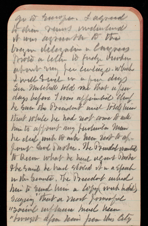 Thomas Lincoln Casey Notebook, November 1888-January 1889, 47, go to Europe. I agreed
