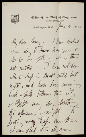 William P. Craighill to Thomas Lincoln Casey, June 4, 1895