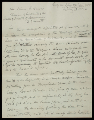 Thomas Lincoln Casey to Isham Harris, February 11, 1882, draft