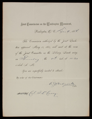Joint Commission on the Washington Monument; December 9, 1884
