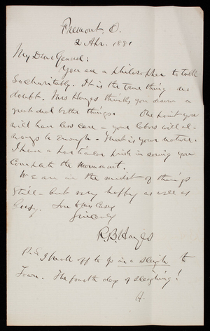 Rutherford B. Hayes to Thomas Lincoln Casey, April 2, 1881