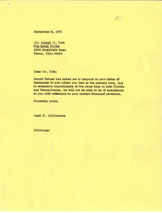 Letter from Mark H. McCormack to Joseph M. Toth