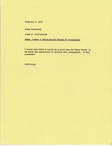 Memorandum from Mark H. McCormack to Jules Rosenthal