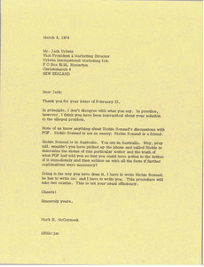 Letter from Mark H. McCormack to Jack Urlwin