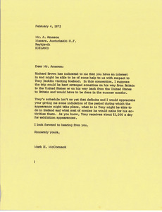 Letter from Mark H. McCormack to A. Arnason