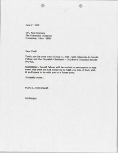 Letter from Mark H. McCormack to Paul Hornung