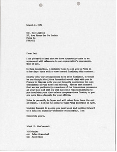 Letter from Mark H. McCormack to Ted Lapidus