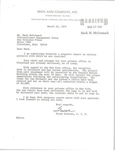 Letter from Susan Andrews to Mark H. McCormack