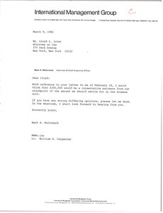 Letter from Mark H. McCormack to Lloyd I. Isler