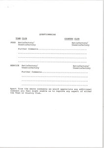 Stocks Town Club questionnaire