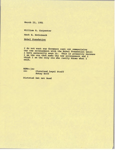 Memorandum from Mark H. McCormack to William H. Carpenter